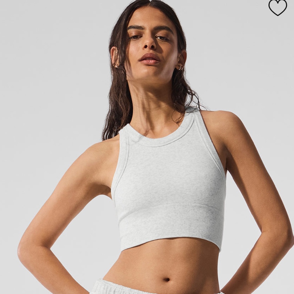 Alo Yoga Seamless Delight High Neck Top / Size Medium / Oatmeal Heather